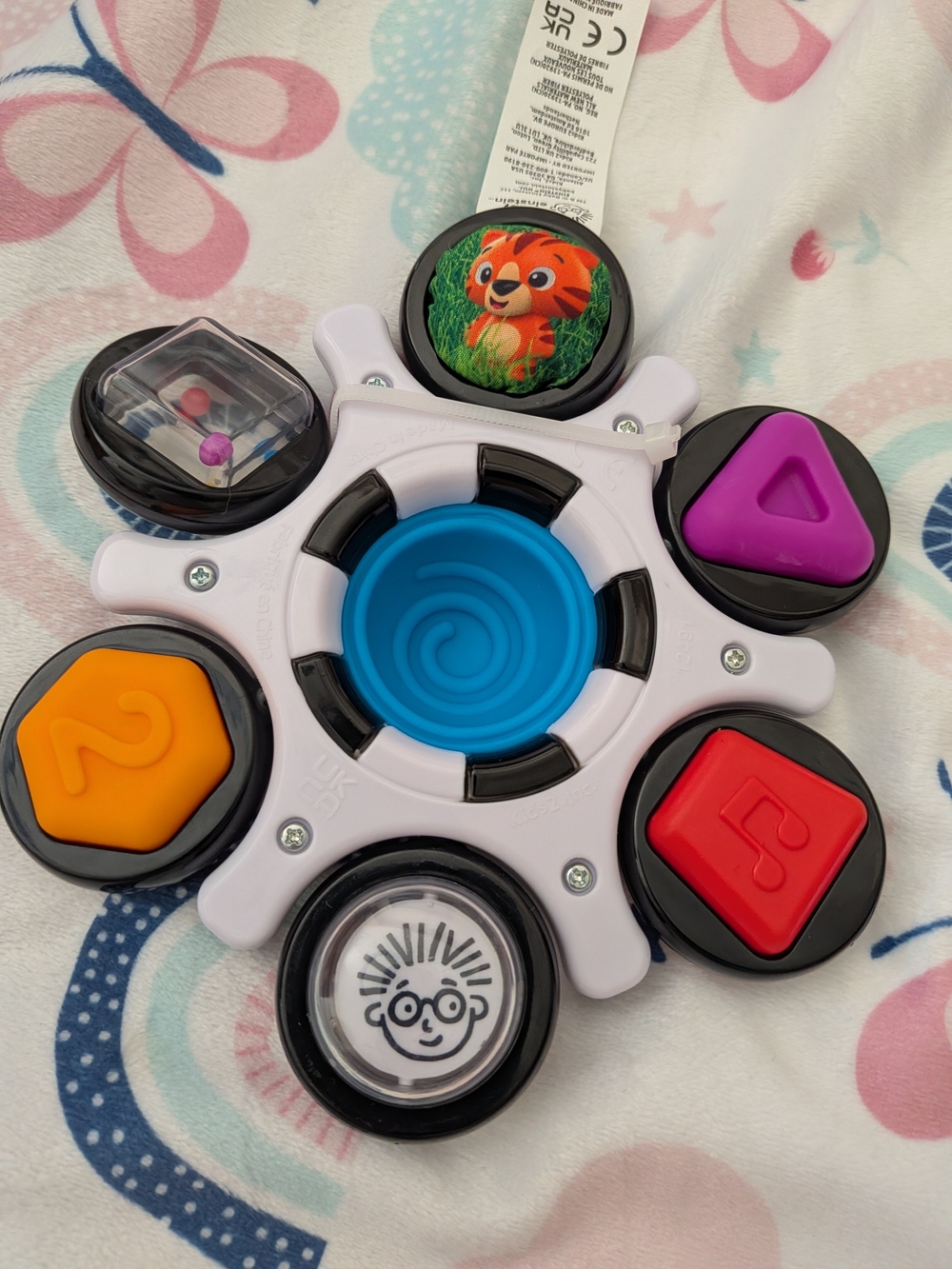 Multifunctional White Spinner Activity Toy with Colorful Buttons